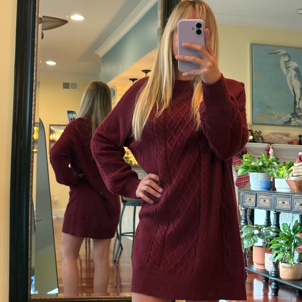 Maroon Sweater Dress